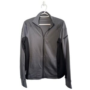 HYLETE Mens Medium Full Zip Track Jacket Gray Black Mesh Training Performance